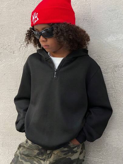 Coolane Kids 青少年男童连帽运动衫，适合落肩羊毛连帽衫，儿童秋冬休闲可爱短款套头衫