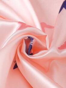 两件套女童蝴蝶印花柔软舒适开衫毛衣和裤子睡衣套装，优雅休闲家居服 - 粉色 - 查看 4