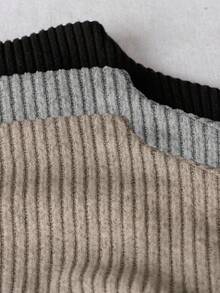 SHEIN LUNE Bộ 3 áo thun trơn màu, dáng ôm vừa vặn, mềm mại, thoải mái, thích hợp mặc nhiều lớp vào mùa thu/đông. - Xám - Xem 9