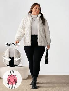 Enliva Ry2ky Plus Size Women's Casual Simple Fluffy Long Sleeve Jacket,Winter Clothes, For Apple Rounded Body Shape - Beige - View 7