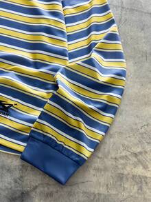 AXEPEAK Asymmetrical Asymmetric Collar Striped Long Sleeve Top - Multicolor - View 4