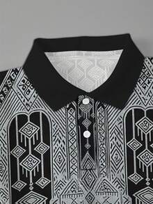 Manfinity Dauomo Men's Polo Shirt With Pattern Print, Casual And Mature Charm - Multicolor - View 4