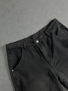 Manfinity ZONE917 Men Fashionable Solid Color Loose Fit Casual Jeans - Black - View 6