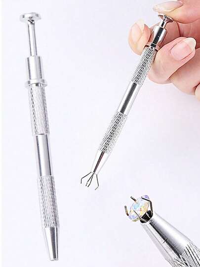 四爪拾取工具，不锈钢夹钳，适用于珠宝制作、珠子和宝石处理