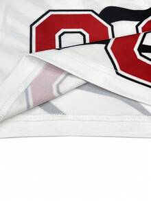 Rovax Camiseta corta y ajustada de cuello redondo con estampado de cebra y gráfico de letras y números para mujer - Multicolor - Ver 4