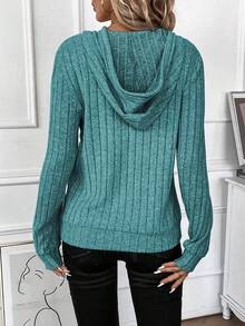 EMERY ROSE بلوزة رياضية ذات لون أحادي مع سحاب للنساء، مناسبة للارتداء اليومي والتنقل، للربيع والخريف - ازرق مخضر - مشاهدة 2