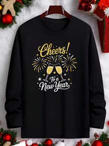 Velminro Men's Comfortable 2026 New Year Loungewear Top Mens Christmas Sweater Mens Cotton Outfits