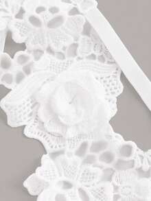 SHEIN 貼花鏤空吊脖內衣套裝 - 白色 - 查看 10