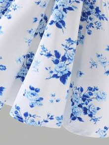 Sparklyn Tween Girls Lovely, Dignified, High-End, Elegant Dress With Matching Shawl Cardigan. Pink Textured Fabric, Knit High-Stretch, Bow Decor Fitted Dress With Long Sleeves And 3D Bow Shawl Fall Winter - Blue - View 3