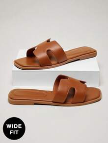 SHUZIA Women's Wide-Fit Comfy Everyday Summer Vacation Casual Flat Sandals For Christmas - Camel - View 4