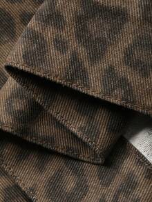 DAZY 女士豹纹落肩单排扣休闲牛仔外套