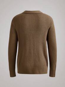 Men's Casual Zip-Up Knitted Sweater With Collar, Versatile For Autumn/Winter - View 2
