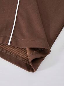 SHEIN ChillGRL Teen Girl Casual Contrast Trim Hooded Jacket And Wide Leg Pants Set, Autumn