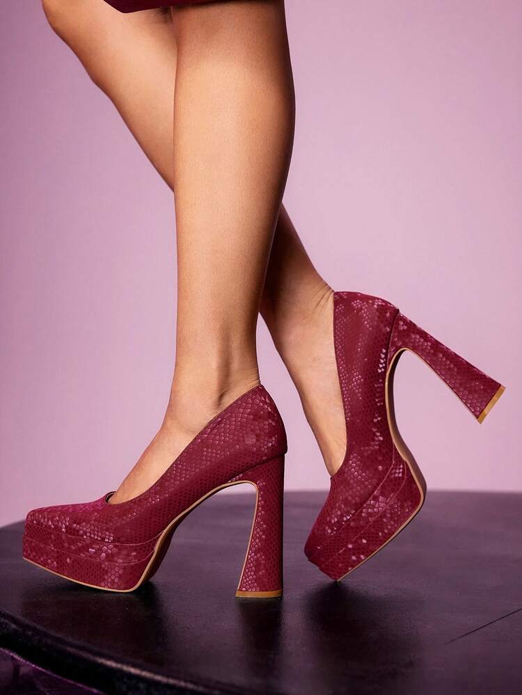 CUCCOO LuxiPop 5.5cm Platform High Heels, Satin Material Upper Pumps, Suitable For Christmas, Thanksgiving, Party, New Year, Nightclub Outfit