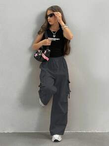 Sparklyn Tween 女童休闲纯色工装裤