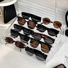 一体式透明亚克力时尚眼镜框、透明眼镜收纳盒、眼镜展示盒、眼镜框、珠宝展示架、眼镜展示方案、透明水晶镜框、透明设计 - 無色 - 查看 4