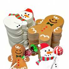 100/50/10pcs Christmas Lollipop Holder Cards, Snowman, Gingerbread Man Candy Cane Holder, Christmas Gift Card Sleeves, Classroom Gifts, Christmas Decorations, Bulk Holiday Cards For Neighbors & Teachers, Christmas Message Cards, For Candy Cane Christmas Party Favors - Multicolor - View 1