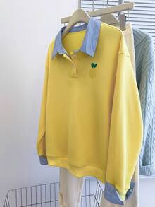 Resyla 秋冬新款休闲学院风女式卫衣 - 黃色 - 查看 5