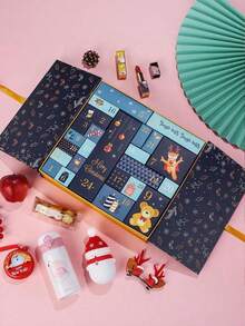 Calendário do Advento de 24 Dias de Natal - Conjunto de Presentes Festivos de Férias, Sem Penas, Decoração Externa Autônoma, Tema de Árvore de Natal e Papai Noel, Sem Alimentação, Perfeito para Embrulhar Presentes, Presente Surpresa DIY (Caixas Vazias - Requer Seus Próprios Presentes, Não Incluídos), Fitas Amarelo Escuro ou Amarelo Claro Entregues Aleatoriamente