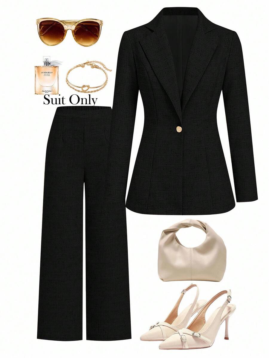 Ellevyn Áo sơ mi dài tay dáng rộng thoải mái dành cho nữ cỡ lớn, thích hợp mặc đi làm công sở. - màu đen - Xem 1