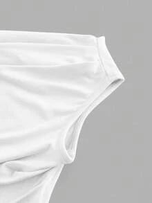 SHEIN EZwear Bộ 2 áo trễ vai bèo nhún màu trơn, trang phục mùa hè mới, dễ phối đồ, màu hồng và trắng. - Nhiều màu - Xem 3