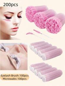 100/200/400/600/800/1000PCS Pink Disposable Micro Applicator Brush Swabs Eyelash Extension Mascara Wands For Professional Salon Makeup Artist Beauty Lash Styling Tools Must Have Accessories - Pink - View 10