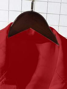 GlowEve 女士翻领系带无袖西装外套，时尚百搭，适合日常通勤 - 紅色 - 查看 3