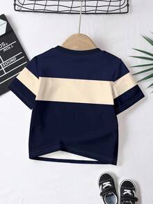 Bộ 3 áo thun ngắn tay in họa tiết phối màu thời trang cổ điển dành cho bé trai, thích hợp cho mùa xuân/hè, hoạt động ngoài trời và mặc cùng anh em. Áo thun bé trai phong cách preppy, áo thun cho bé trai kiểu Hàn Quốc. - Nhiều màu - Xem 5
