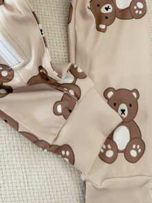 Baby Pajama Set Snug Fit Baby Boy Tight Zipper Cute Brown Bear Print 2-Pack,