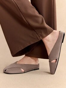 Rosivie Giày lười mũi vuông cho nữ, giày lười đơn giản, thoải mái, phong cách giản dị, mùa xuân/hè - Màu be - Xem 4