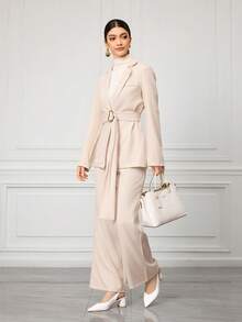 Sleekvia Women's Pointed Toe Buckle Design Fashionable High Heels, Versatile For Daily Wear - White - View 6