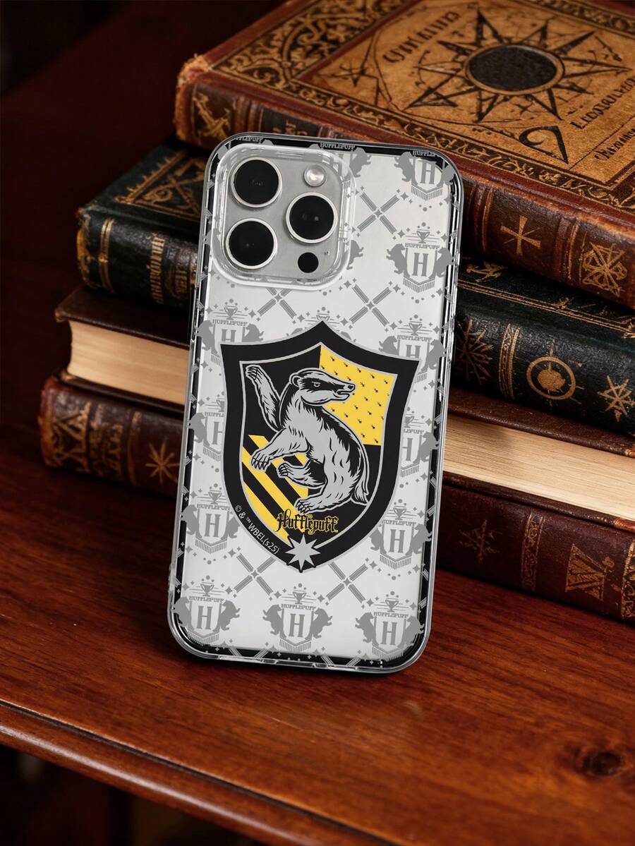 HARRY POTTER X SHEIN Transparent Wizarding School Style Badger-Themed Printed 2-In-1 Phone Case, Compatible With IPhone, Black Shockproof Border Double Protection Phone Case, Wizard Y2K Magical Fantasy Design, Suitable For Magic Enthusiasts For Daily Use Or As A Gift. Phone Case Compatible With IPhone 17 / Air / 17 Pro / 17 Pro Max - Clear - View 1