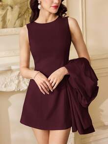 Vintamour Women 2 Pieces Vintage Elegant Dress Blazer Set Casual Outfits Summer Outfits For Women Two Pieces Set Women Vacation Outfits Woman White Dress White Dresses For Women 2 Pieces Sets Ladies White Top Business Casual Woman Wedding Guest Dress Women Easter Summer Clothes Spring Outfits For Women Sets - Rose Red - View 2