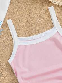 Tween Girl Ribbed Contrast Trim Camisole Tank Top, Versatile Daily Wear