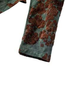 Franclia Winter Velvet Floral V-Neck Casual T-Shirt For Women, Maija Fall Winter 2025 - Green - View 3