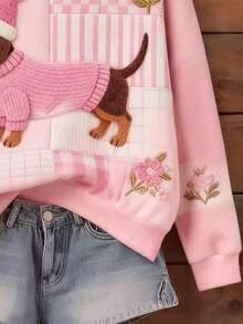 EMERY ROSE Plus Size Cute Casual Printed Crew Neck Long Sleeve Sweatshirt