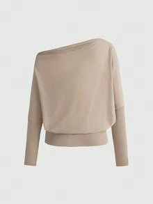 ROMWE Y2K复古蝙蝠翼斜肩女式套头毛衣