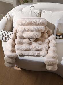 SHEIN 1pc Girls Soft Faux Fur Jacket, Elegant Long Sleeve Short Fitted Hooded Coat, Suitable For Autumn/Winter - Apricot - View 2