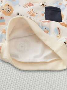 Cozy Pixies مجموعة بلوزة كنزة طويلة الأكمام بطباعة حيوانات كرتونية ناعمة وبنطلون بخصر مطاطي لطفل ولد، قطعتان - متعدد الألوان - مشاهدة 10