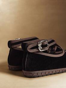 Rosivie 女士搭扣设计休闲时尚平底凉鞋 - 黑色 - 查看 5