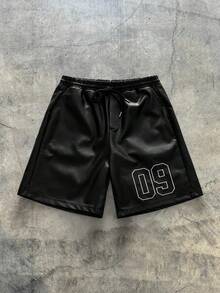 AXEPEAK Bộ đồ nam gồm áo thun ngắn tay cổ tròn in số và quần short cạp chun, kiểu dáng thường ngày. - màu đen - Xem 9