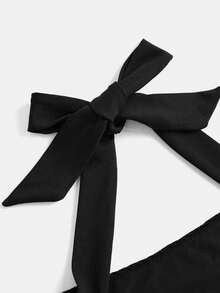 Pitira Teen Girls' Black Draped Neck Backless Snug Fit Mermaid Dress, Party Wear - Black - View 3