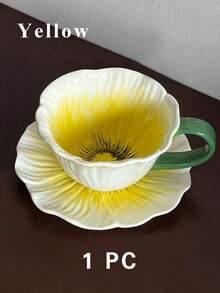 1 Set Ceramic Floral Coffee Cup (Cup + Saucer), Creative Floral Water Cup For Women, High-End Handpainted Afternoon Tea Cup And Saucer, A Cup Of Coffee, Possible, Summer, Sea, Cup, Red, Red, Pink - 彩色 - 查看 14