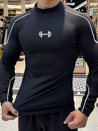 Manfinity Sport PWRUP Herr långärmad sport-T-shirt, avslappnad träning löpning