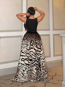 Maweii 大码时尚通勤动物纹半身裙 - 彩色 - 查看 2