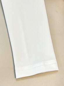 Franclia Women's Elegant Bodysuit White Draped Neckline Long Sleeves Glossy Fabric Suitable For Commuting Dates And Everyday Wear Women's White Bodysuit Beach Bodysuit Women's Holiday Bodysuit Women's Elegant Bodysuits - White - View 5