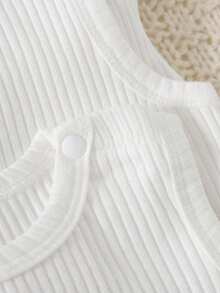 Cozy Pixies 5pcs/Set Newborn Baby Boy/Girl Solid Color Soft Knit Sleeveless Bodysuit - White - View 4