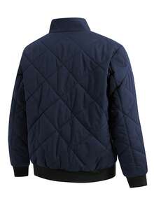 Manfinity Homme Plus Size Men's Solid Color Zip-Up Casual Winter Jacket - Royal Blue - View 2