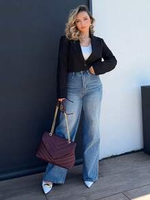 Jeta Ari Women's Pocket Loose Wide Leg Casual Versatile Denim Jeans - Light Wash - View 5
