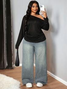 Truni Quần Jeans Ống Rộng Rộng Đa Năng Thường Ngày Có Túi Miếng Dán MOD Plus - Rửa trung bình - Xem 3